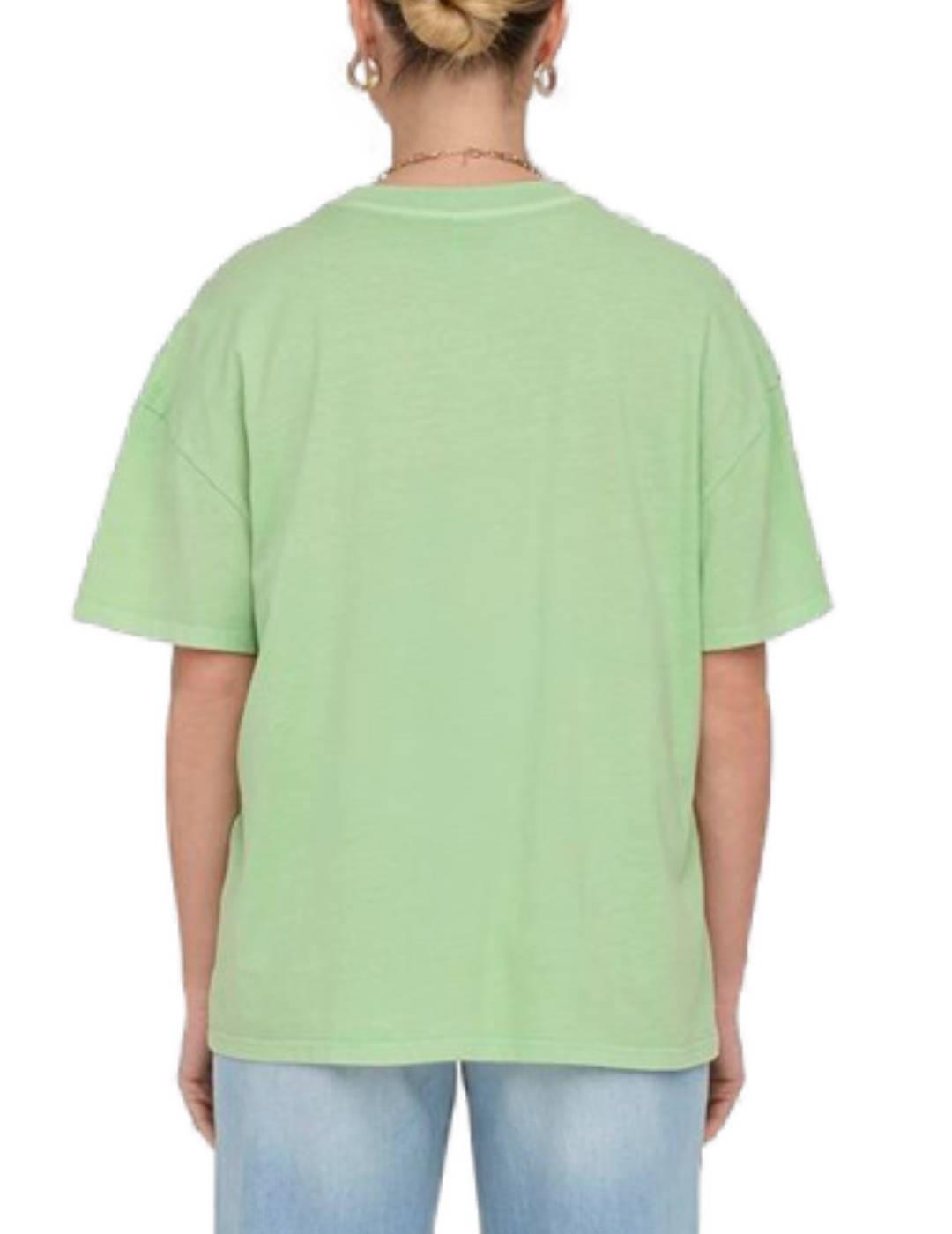 Camiseta Only Rilly verde claro manga corta para mujer