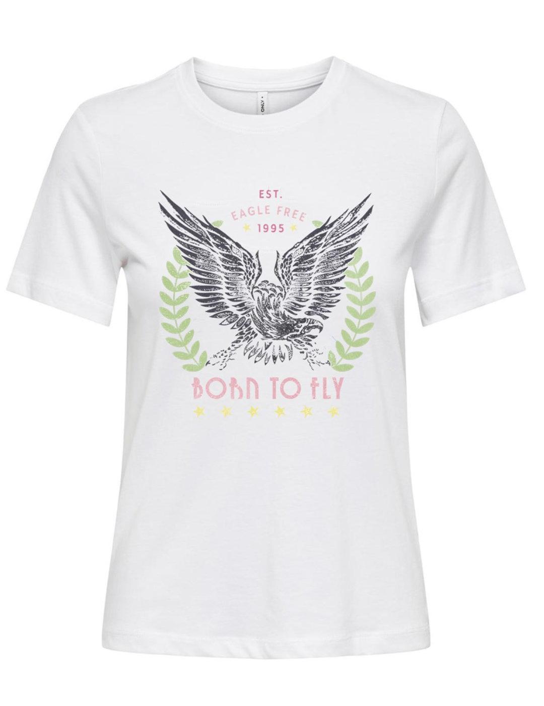 Camiseta Only Henny blanco manga corta para mujer