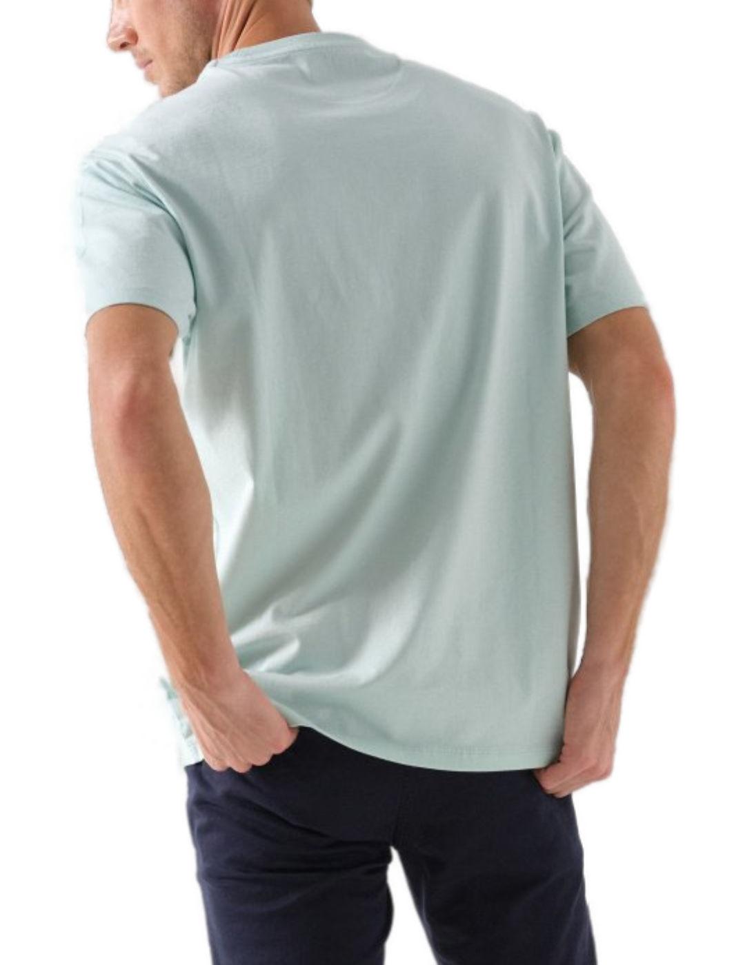 Camiseta Salsa azul turquesa paisaje manga corta para hombre