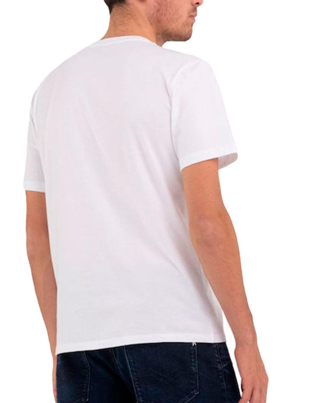 Camiseta Replay blanca logo rojo manga corta para hombre