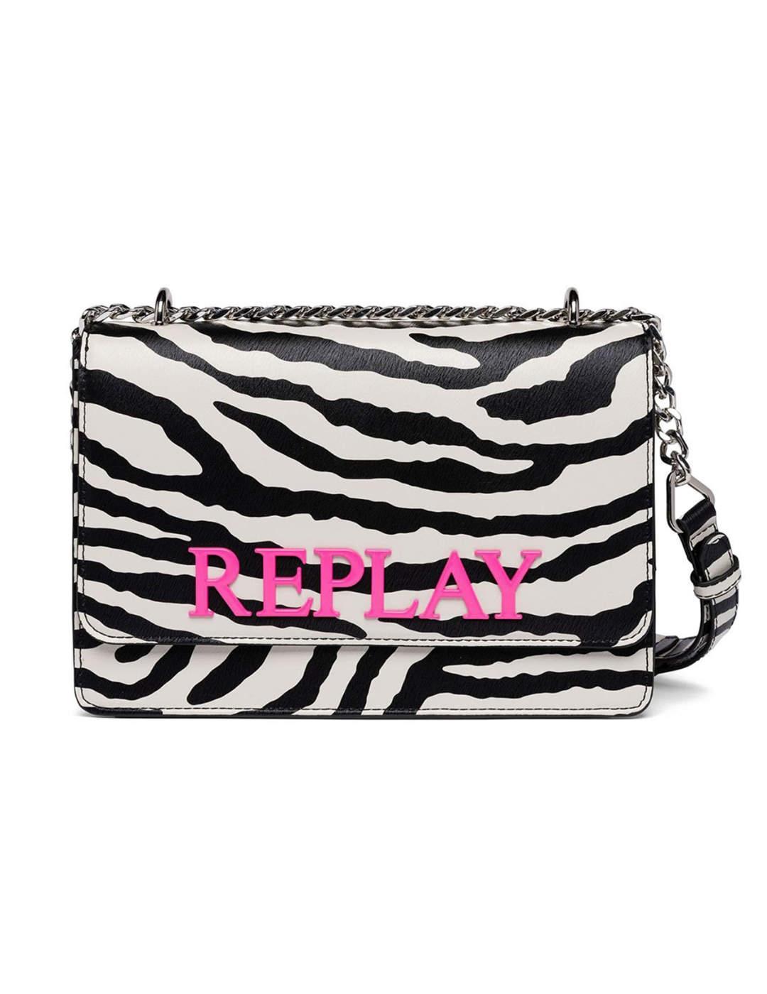 Bolso Replay bandolera estampado de cebra para mujer