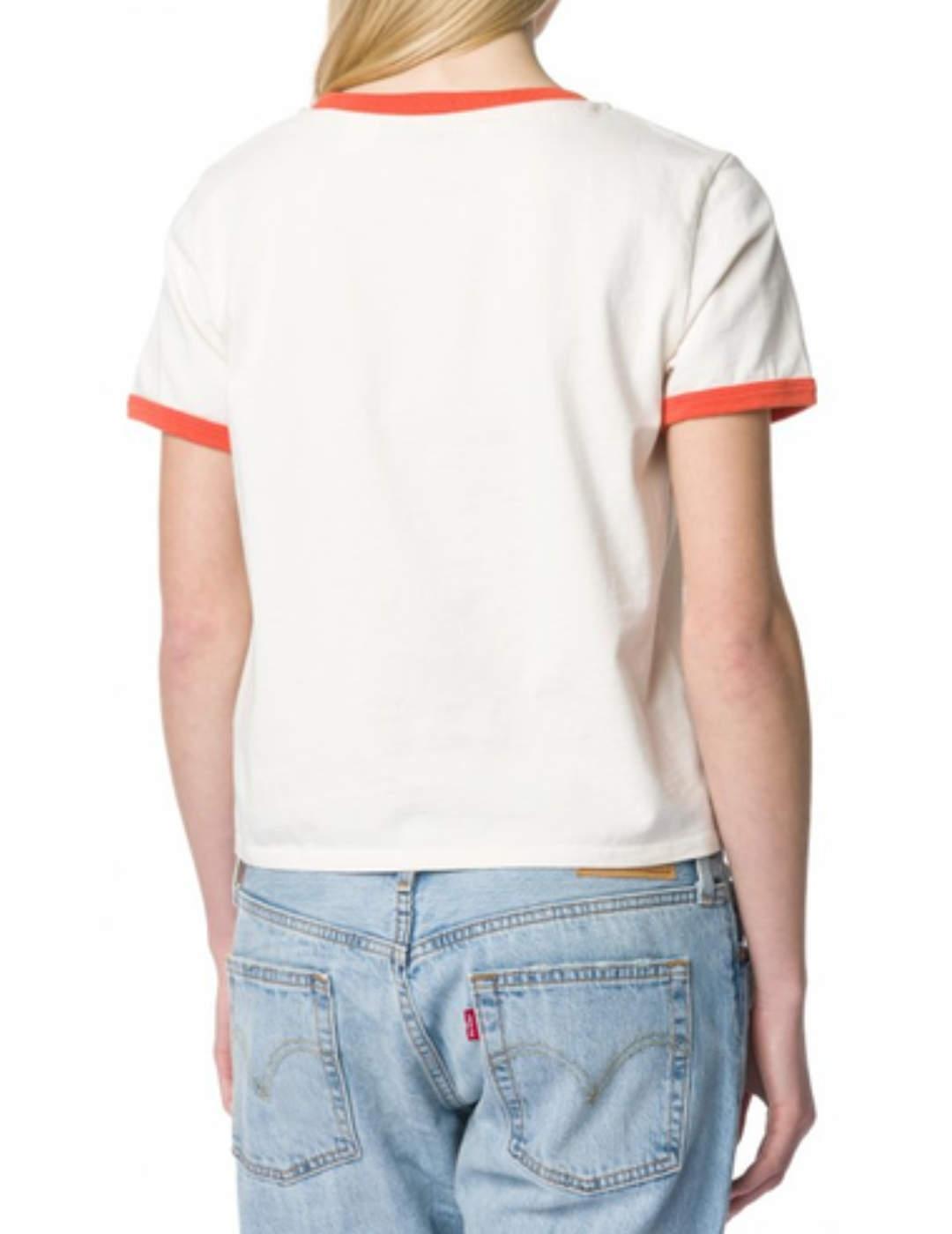 Camiseta Levi´s Surf blanca y naranja manga corta para mujer