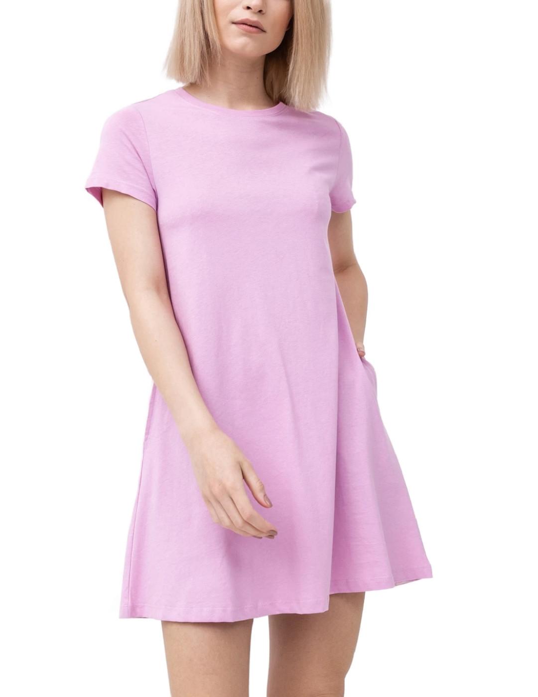Vestido tipo camiseta Only May rosa corto para mujer