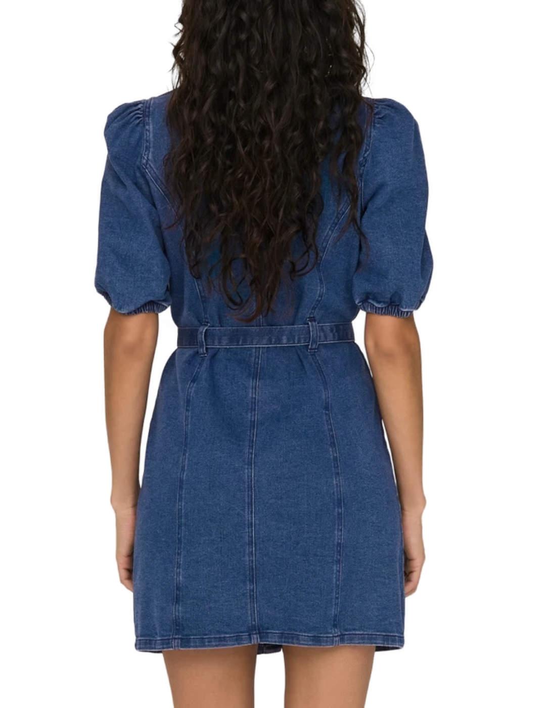 Vestido Only Vibbe denim azul manga corta para mujer