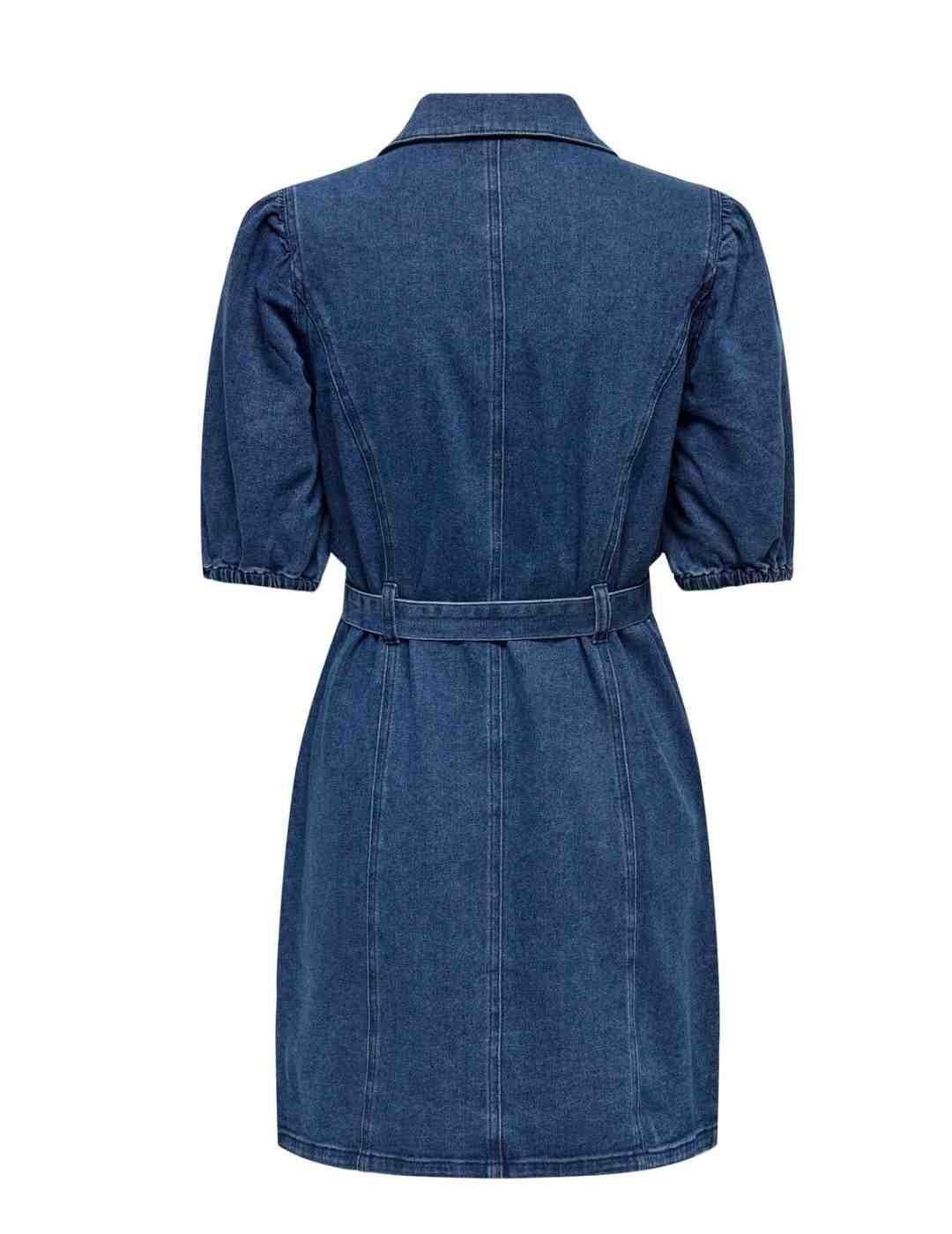 Vestido Only Vibbe denim azul manga corta para mujer