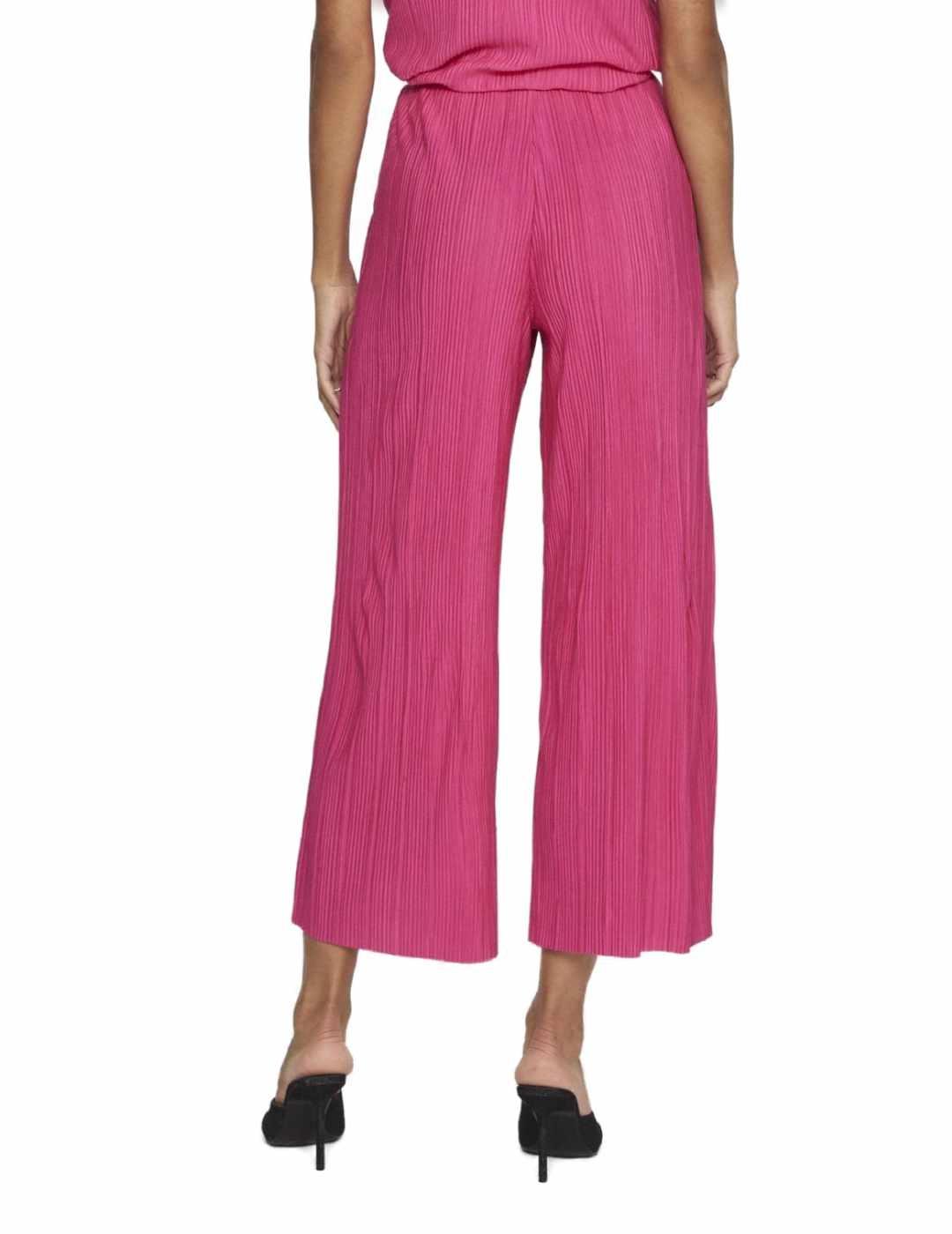 Pantalón Vila Plisa fucsia culotte plisado de mujer