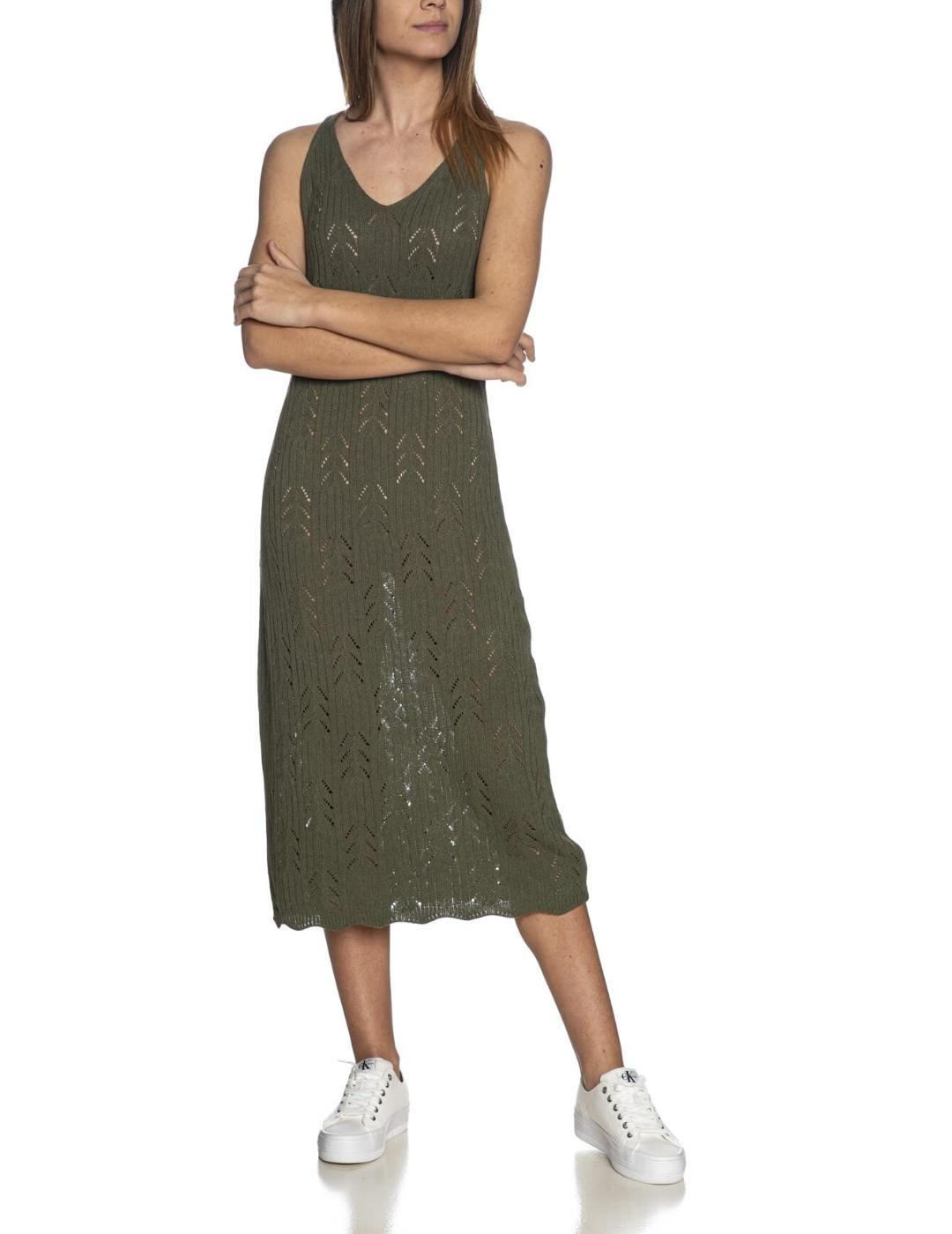 Vestido Only Dana midi verde troquelado para mujer