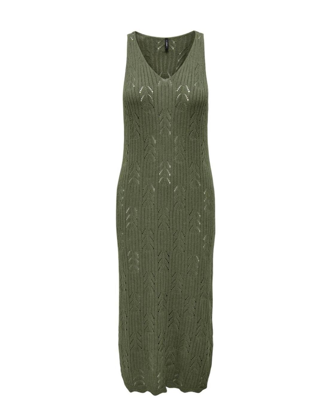Vestido Only Dana midi verde troquelado para mujer
