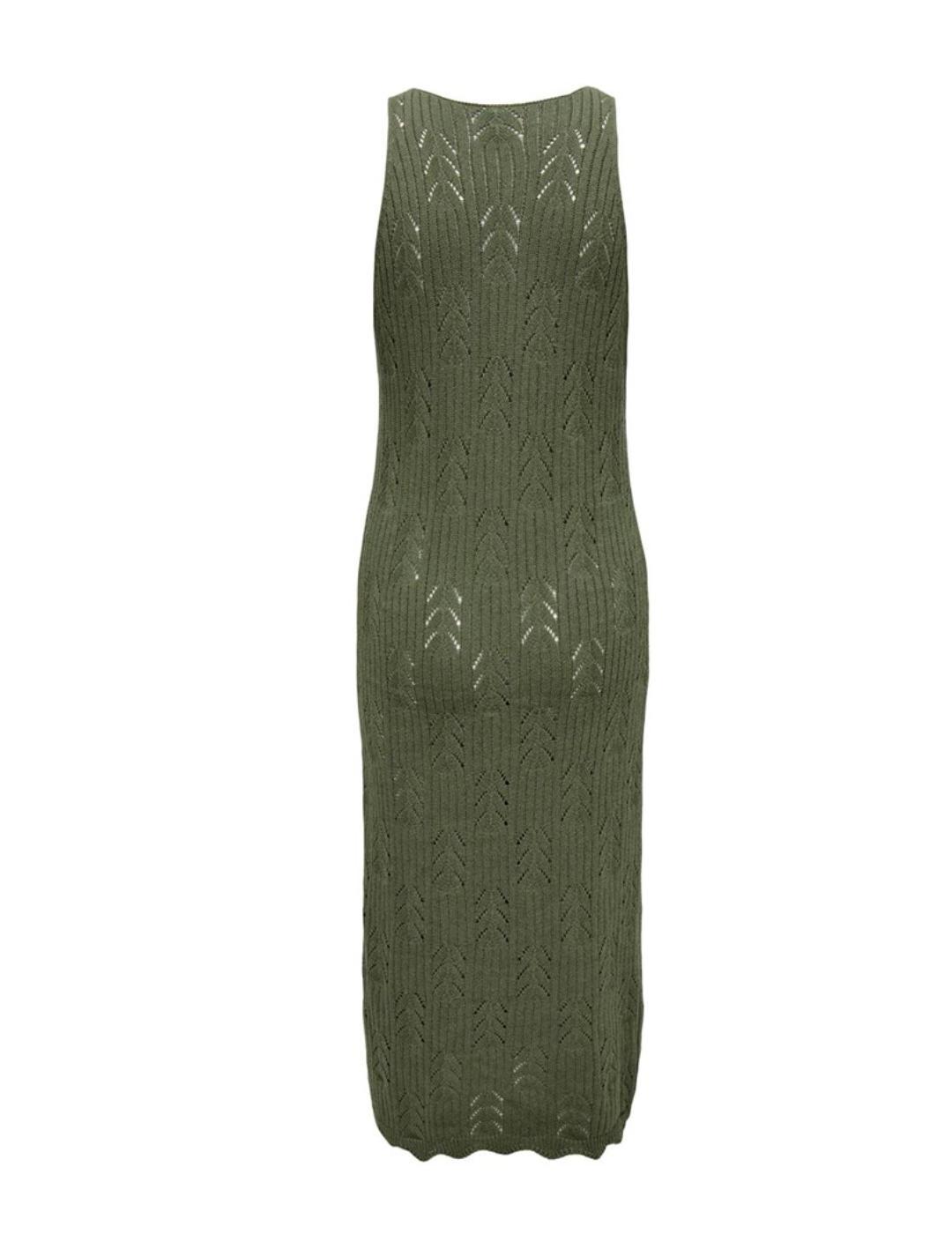 Vestido Only Dana midi verde troquelado para mujer