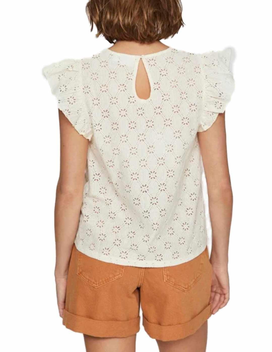 Camiseta Vila Sumia beige troquelada para mujer