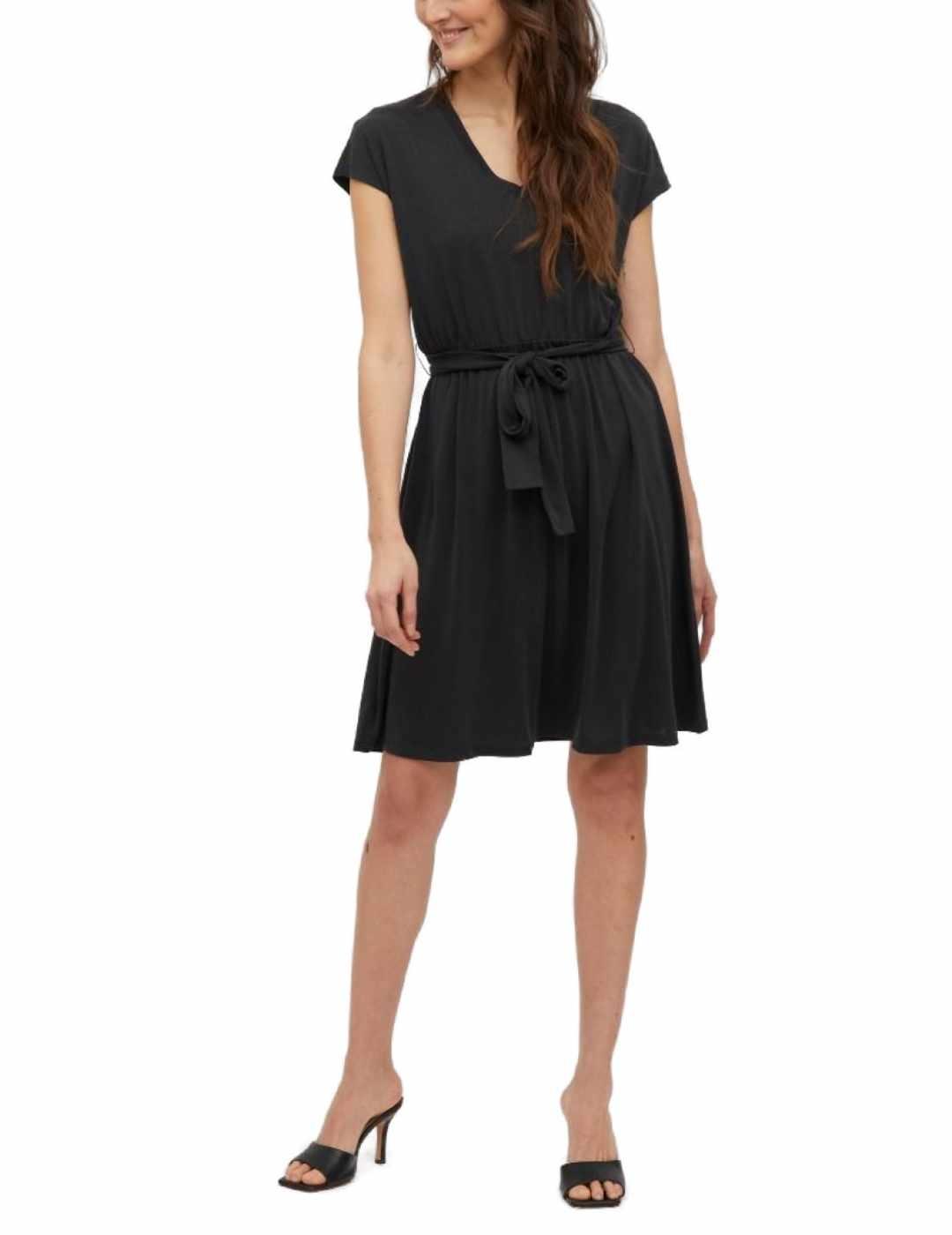 Vestido Vila Modala Noos negro manga corta para mujer