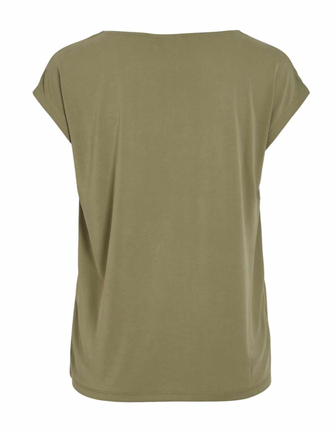 Camiseta Vila Modala verde pico manga corta de mujer