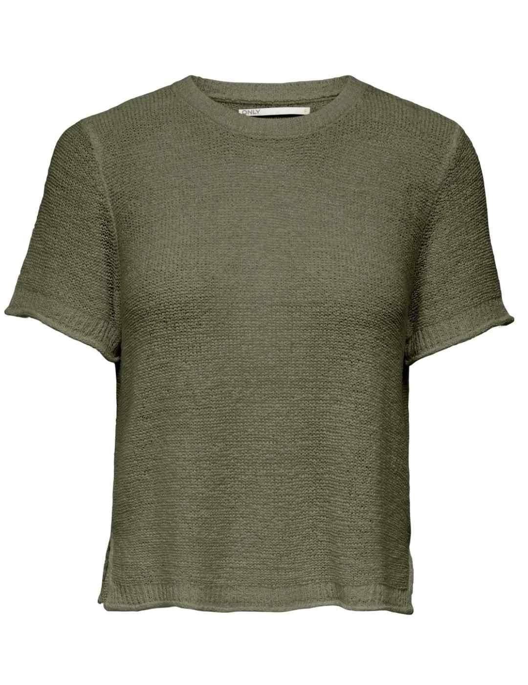 Camiseta Only Sunny verde punto de mujer-&