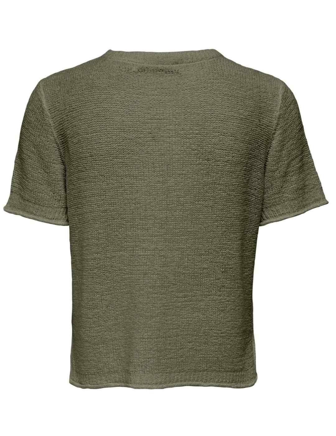 Camiseta Only Sunny verde punto de mujer-&