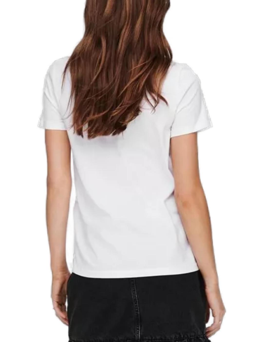 Camiseta Only Kita blanca piña manga corta de mujer