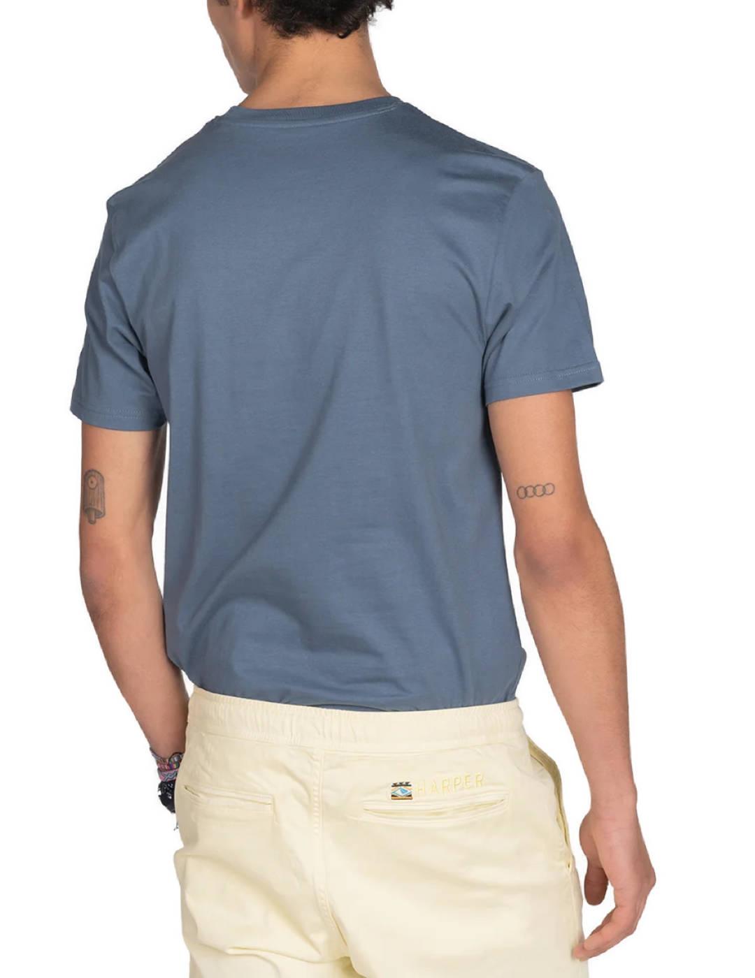 Camiseta Harper&Neyer Skull azul manga corta para hombre