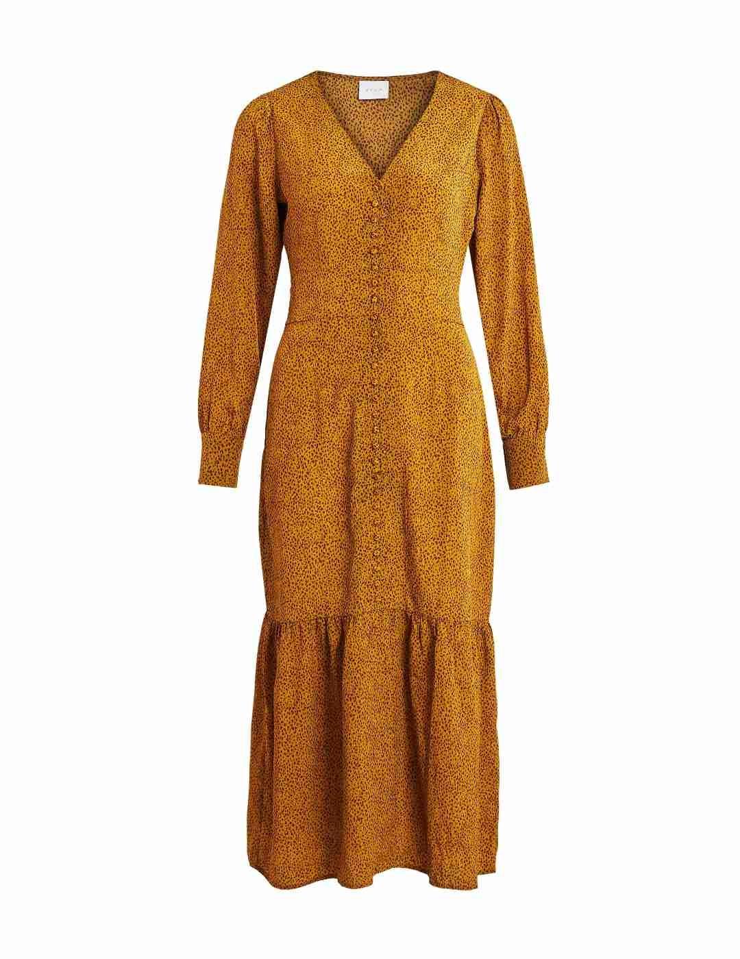 Vestido Vila Kalione estampado manga larga para mujer