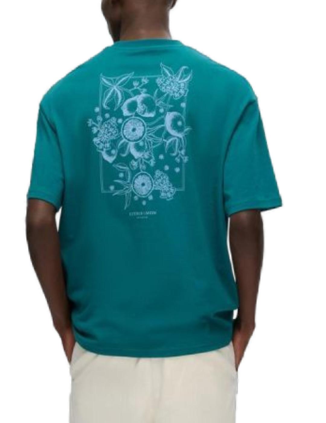Camiseta Selected Corby azul turquesa manga corta de hombre