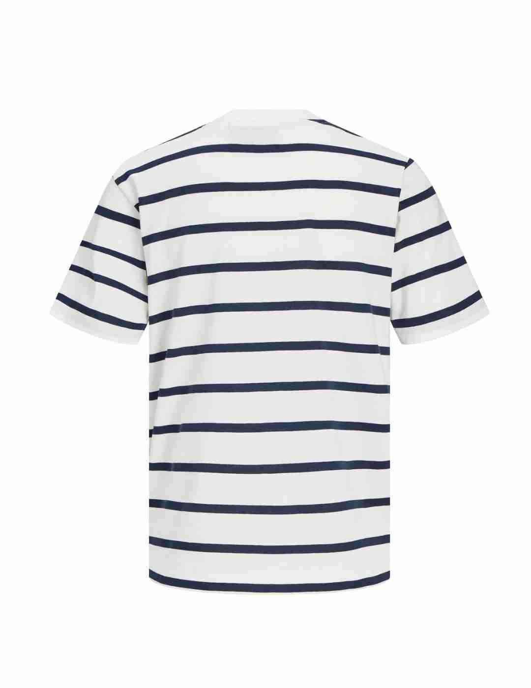 Camiseta JJXX Annie blanco raya azul manga corta para mujer