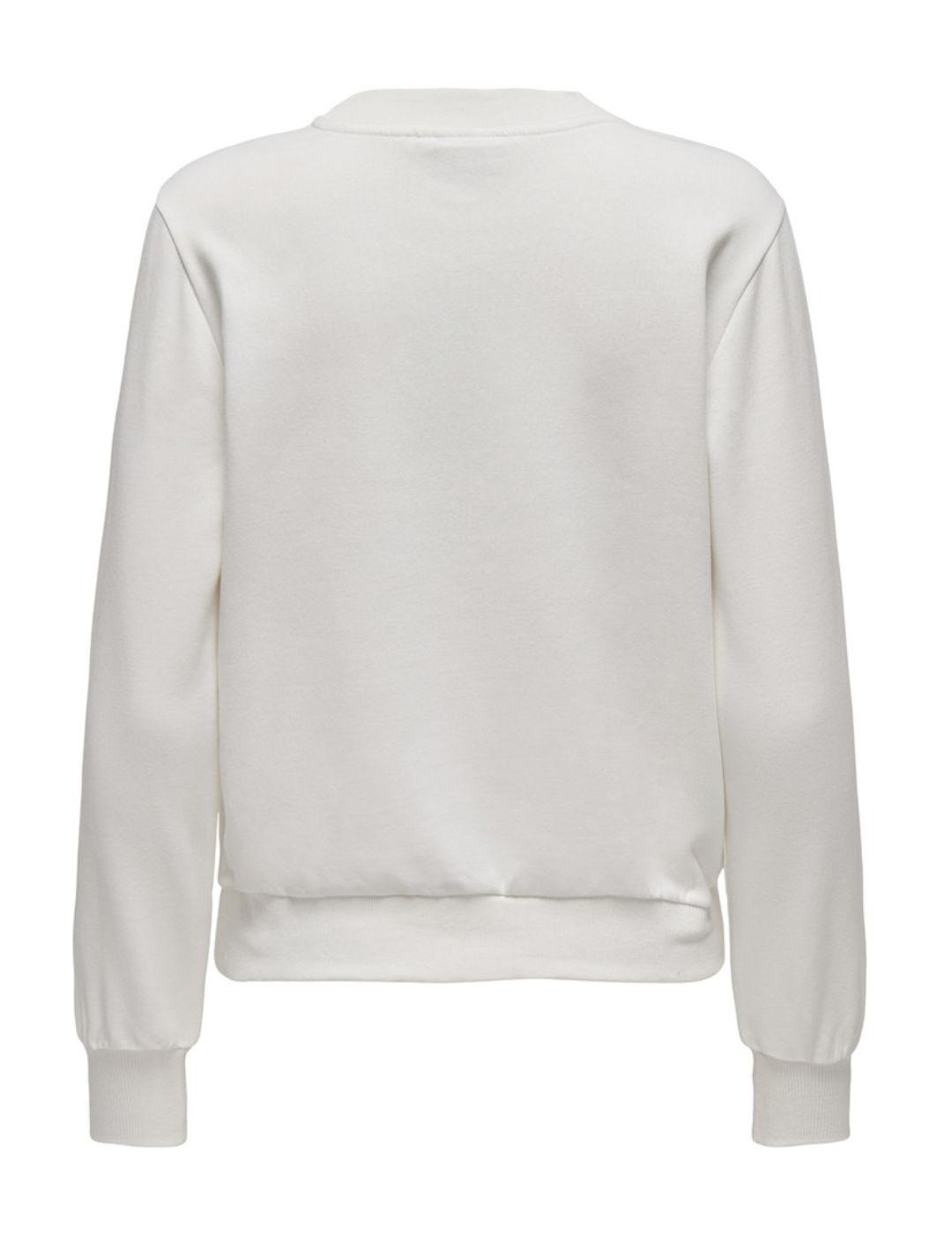 Sudadera Only Now blanca sin capucha hombros caídos de mujer
