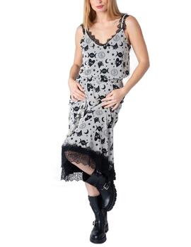 Falda midi Animosa Witch gato beige estampado para mujer