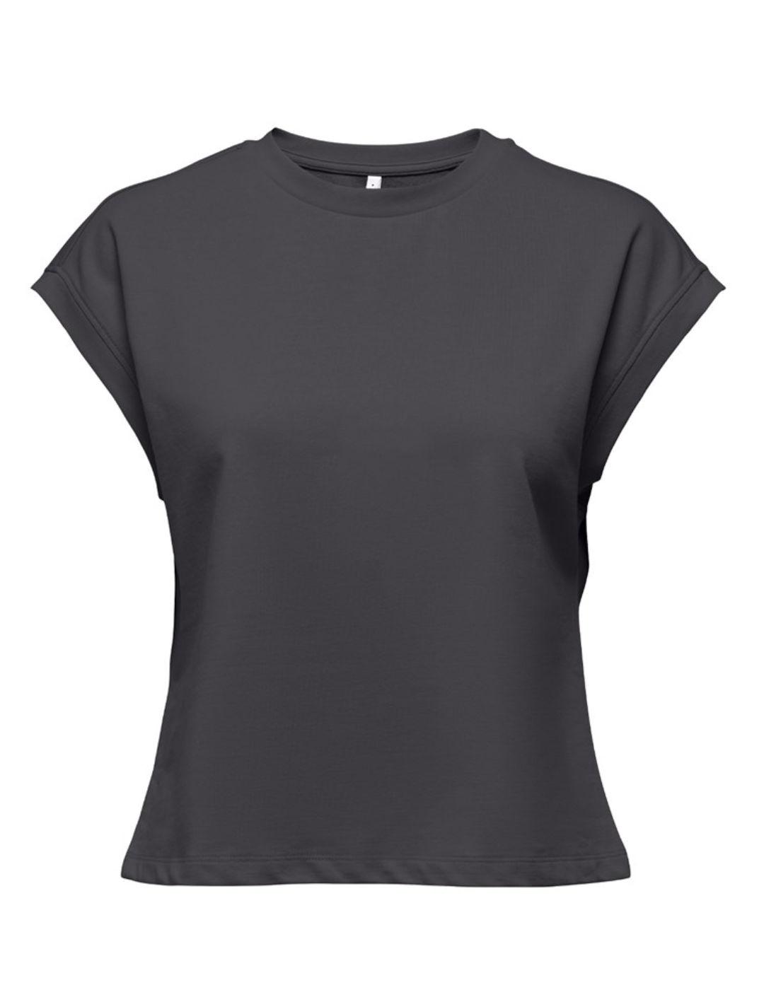 Camiseta Only Ellie gris oscuro manga sisa para mujer