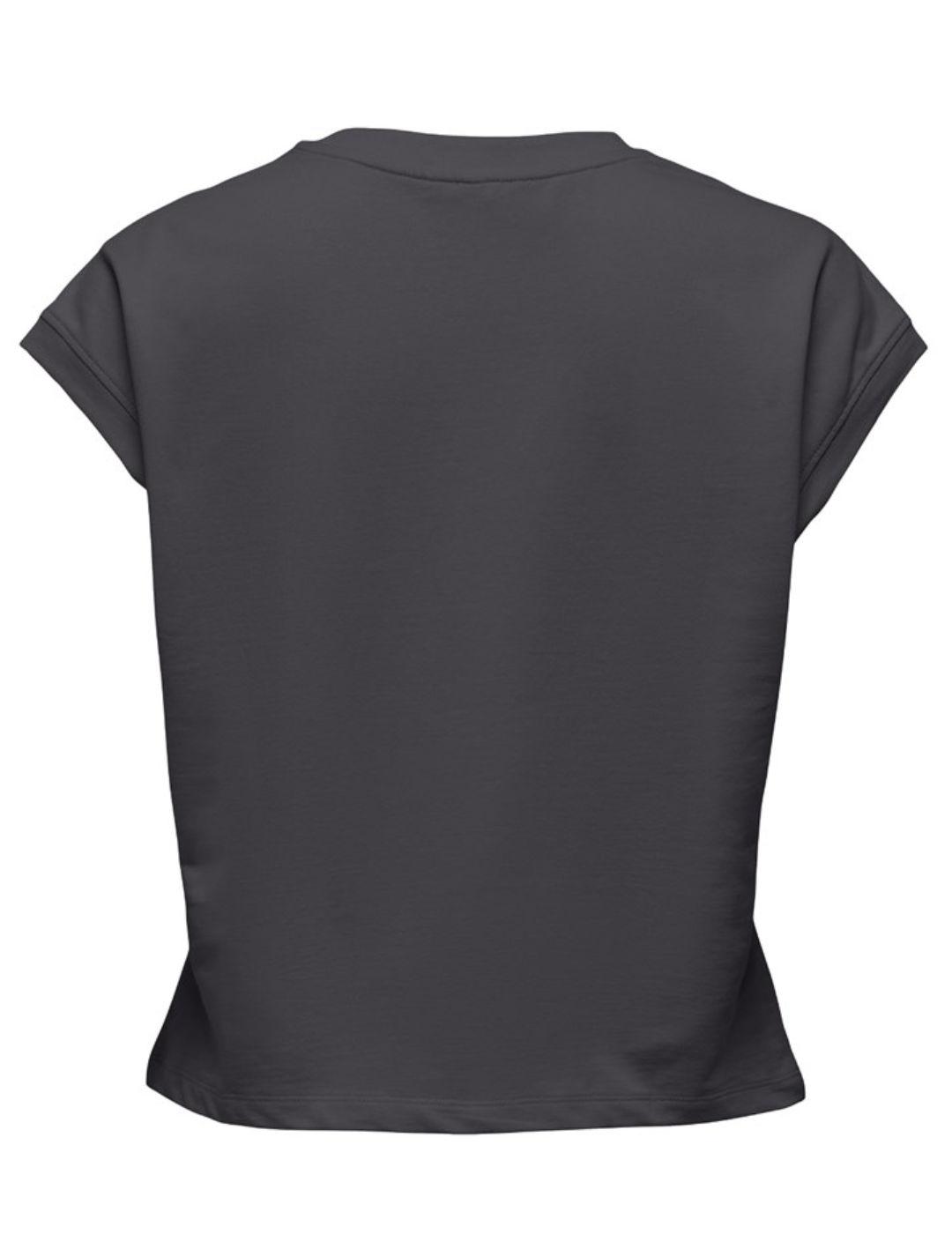 Camiseta Only Ellie gris oscuro manga sisa para mujer