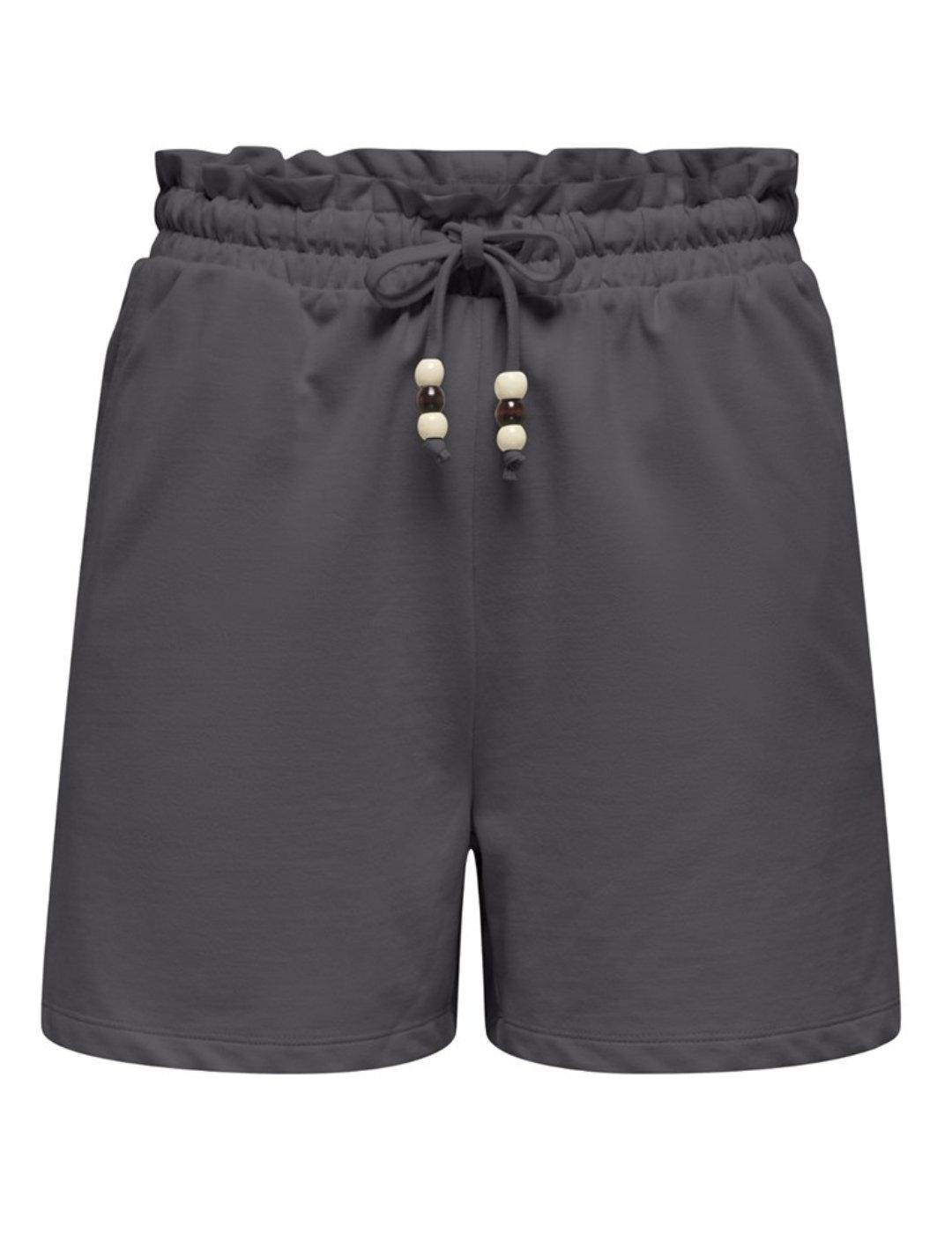 Short Only Ellie gris oscuro de tela tiro alto para mujer