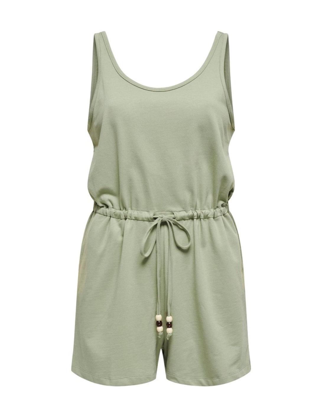 Mono Only Ellie verde claro de tela y tirantes anchos mujer