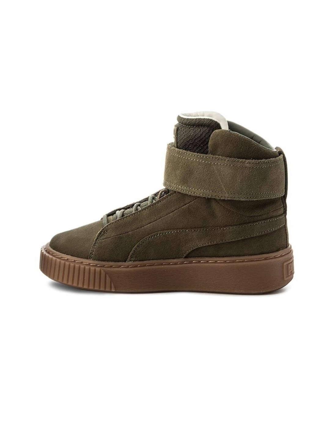Zapatillas Puma Platform caqui botín de serraje para mujer