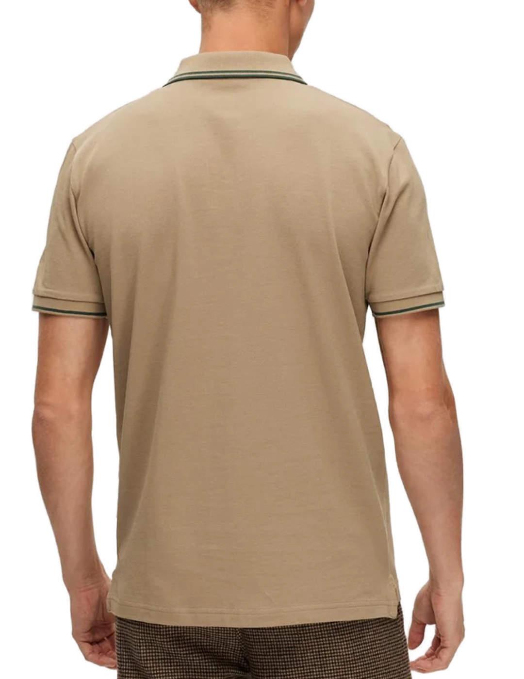 Polo Selected Dante beige de manga corta para hombre