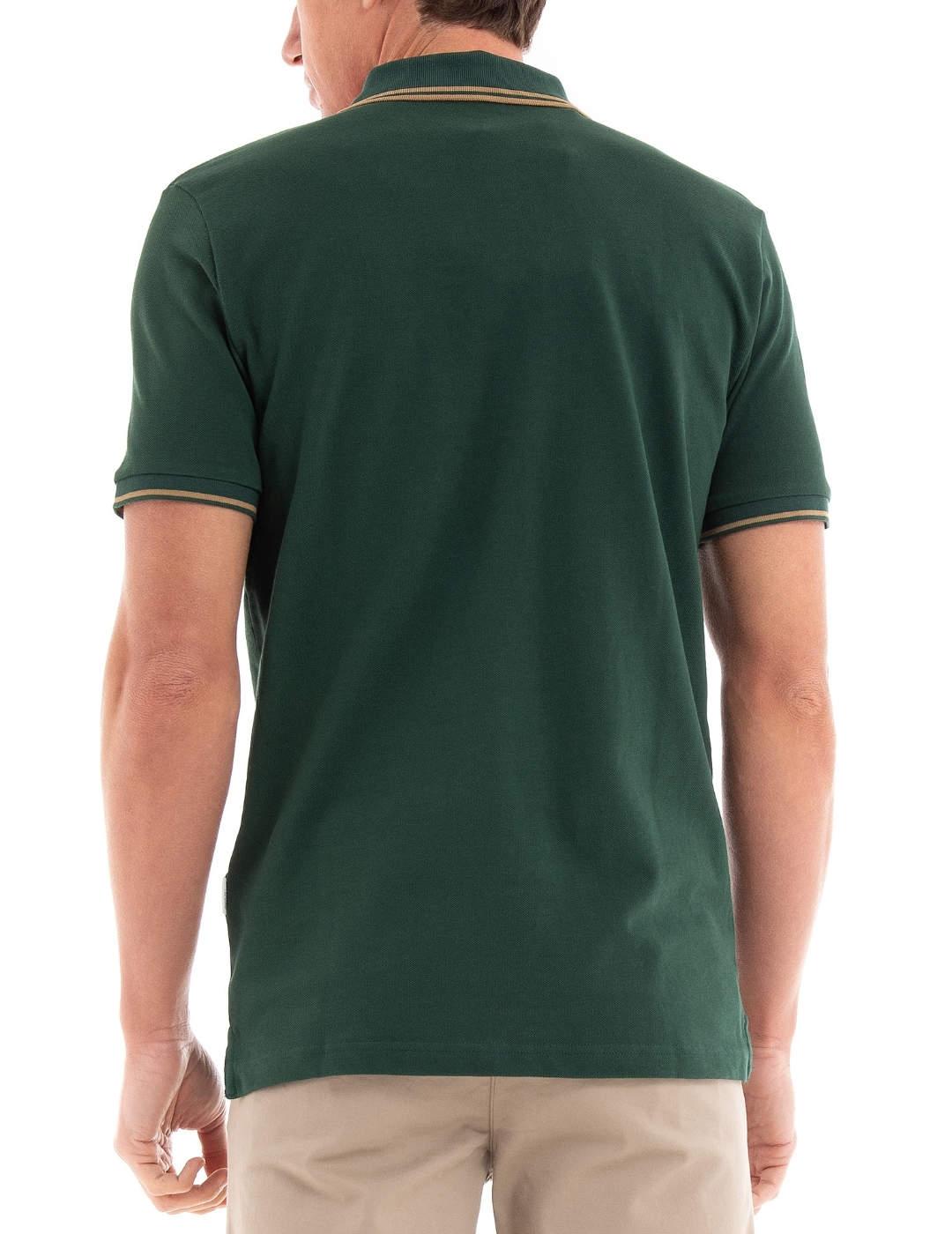 Polo Selected Dante verde oscuro manga corta de hombre