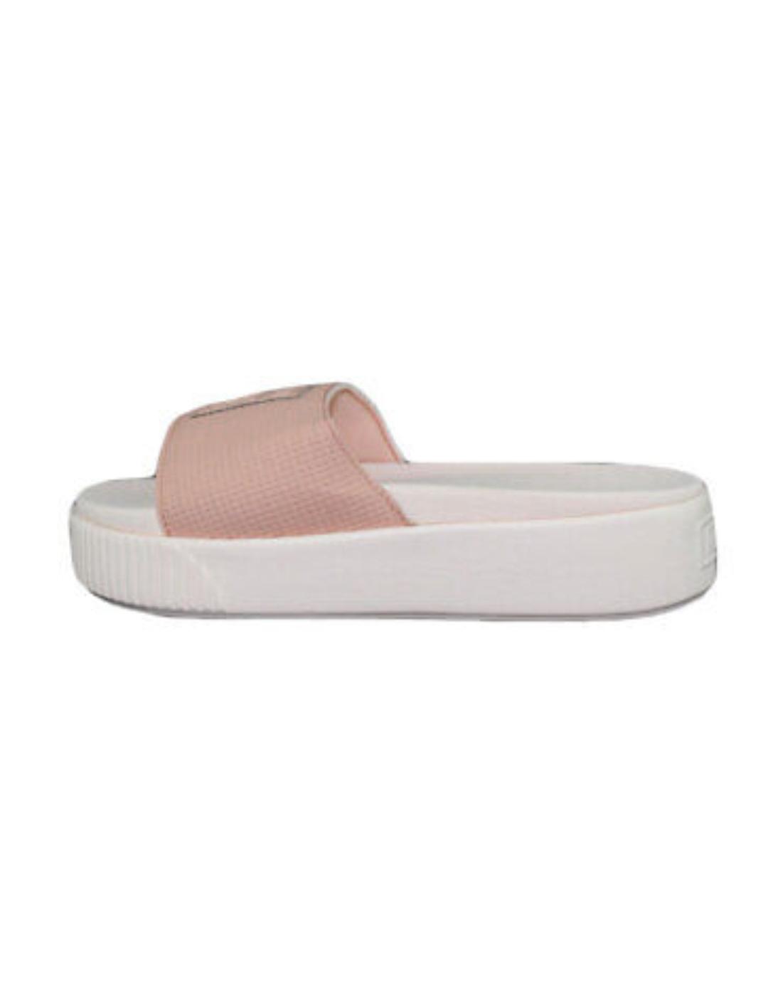 Chanclas Puma Platform beige logotipo para mujer