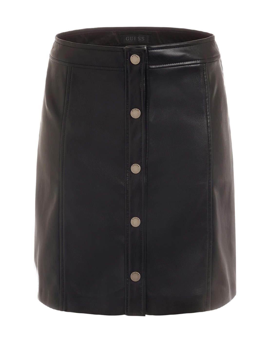 Falda Guess Carola mini negro de polipiel para mujer