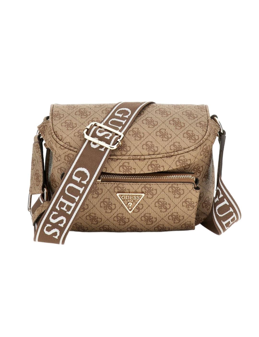 Bolso riñonera Guess Power Play beige estampado para mujer