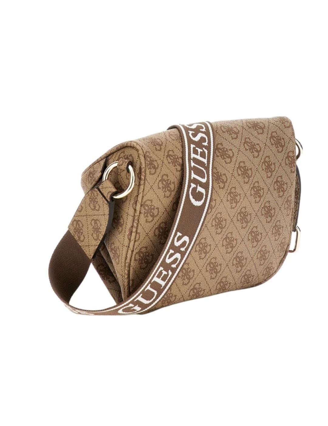 Bolso riñonera Guess Power Play beige estampado para mujer