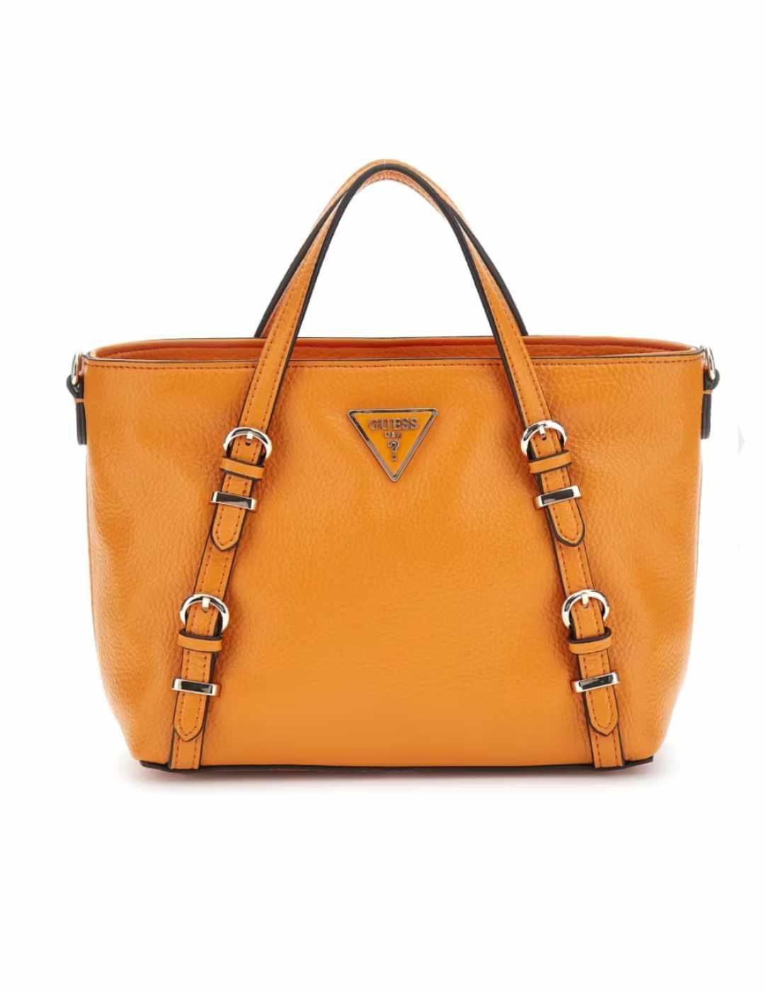 Bolso bandolera Guess Levia Satchel mini naranja de mujer