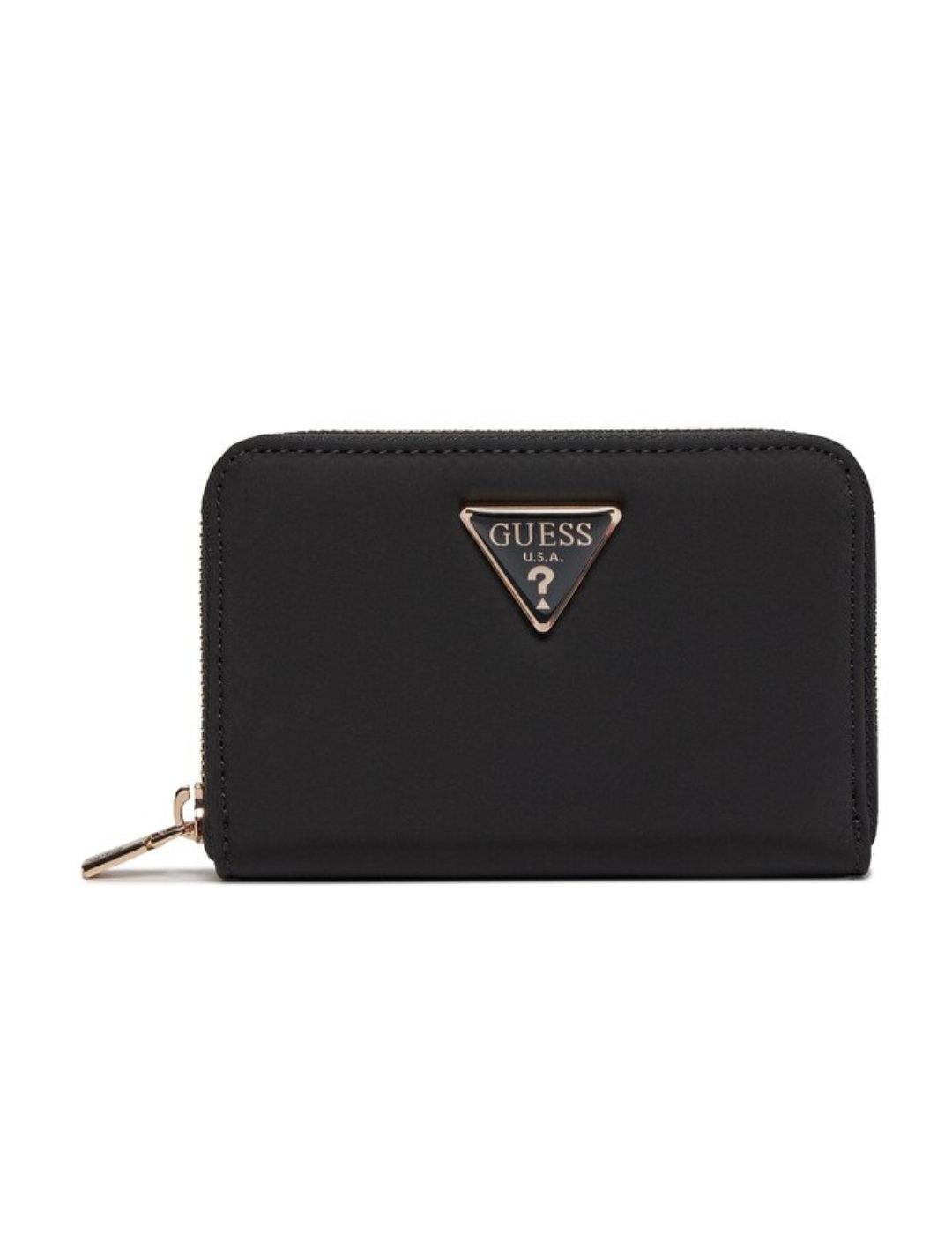 Cartera Guess Eco Gemma negro cierre de cremallera de mujer