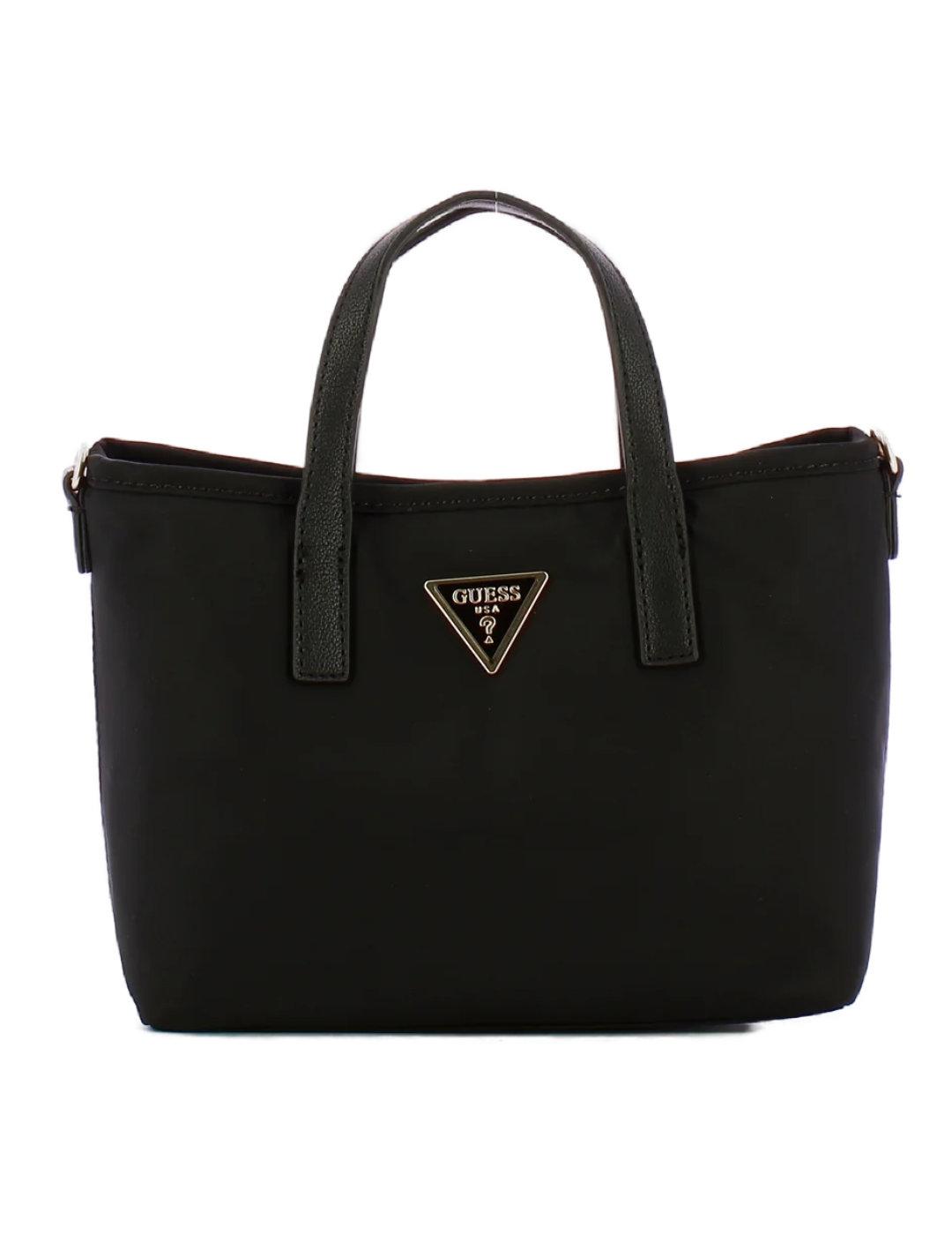 Bolso bandolera Guess Latona mini Tote negro para mujer