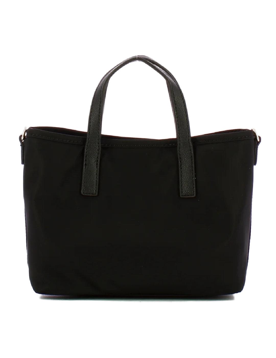 Bolso bandolera Guess Latona mini Tote negro para mujer