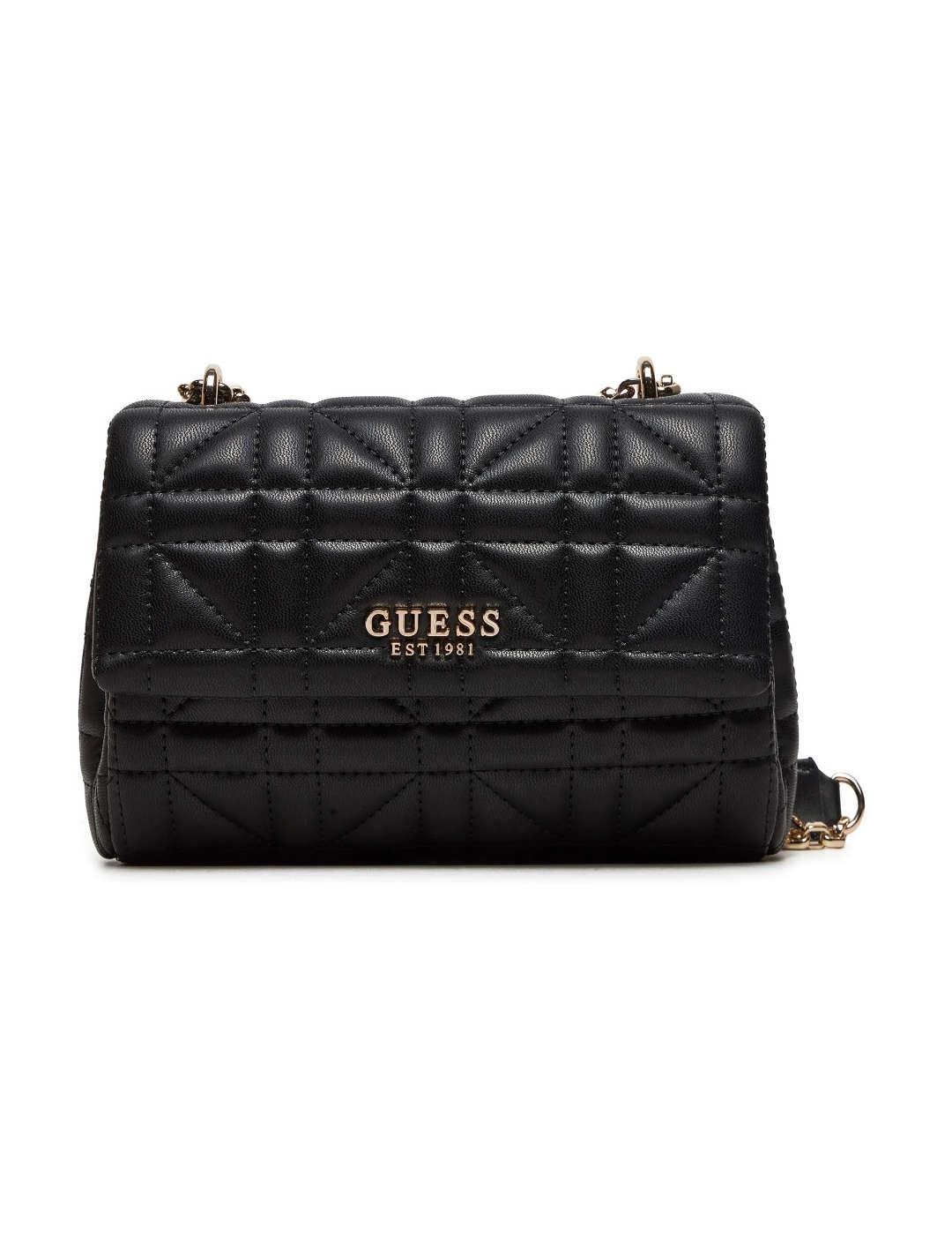 Bolso bandolera Guess Asia Xbody negro guateado para mujer