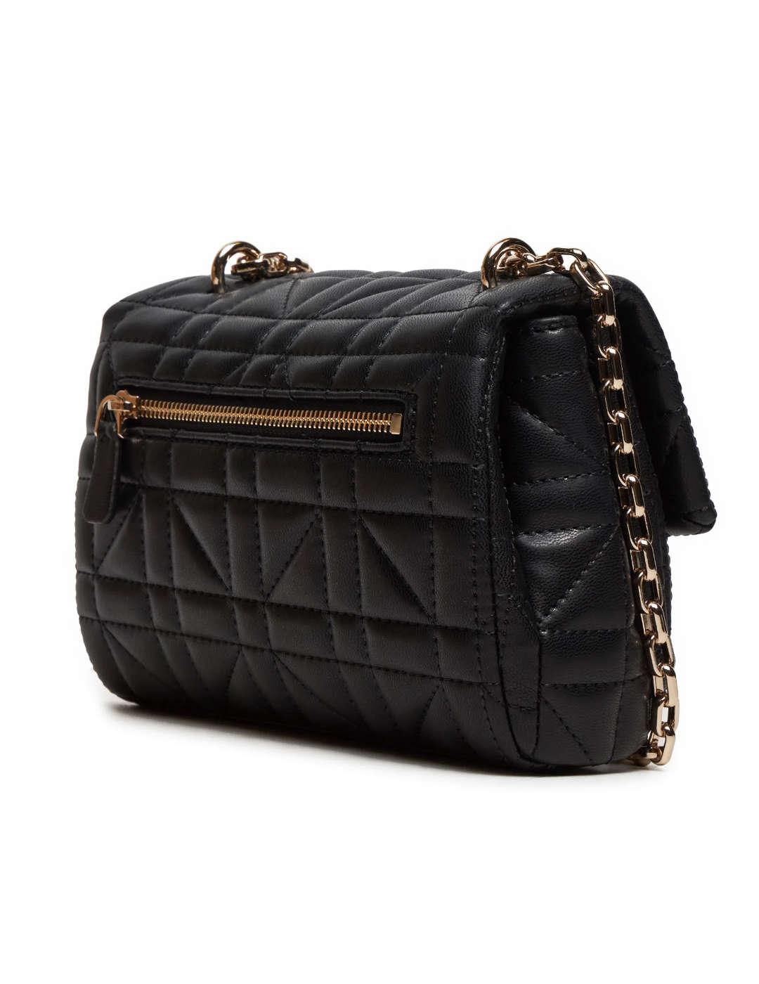 Bolso bandolera Guess Asia Xbody negro guateado para mujer