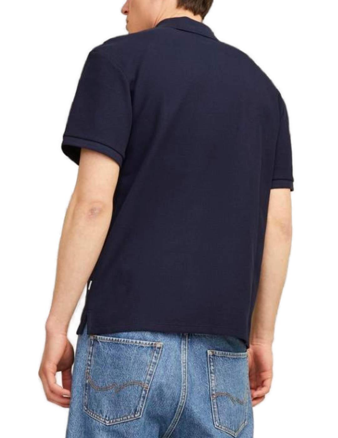 Polo Jack&Jones Johnny zip azul con cremallera para hombre