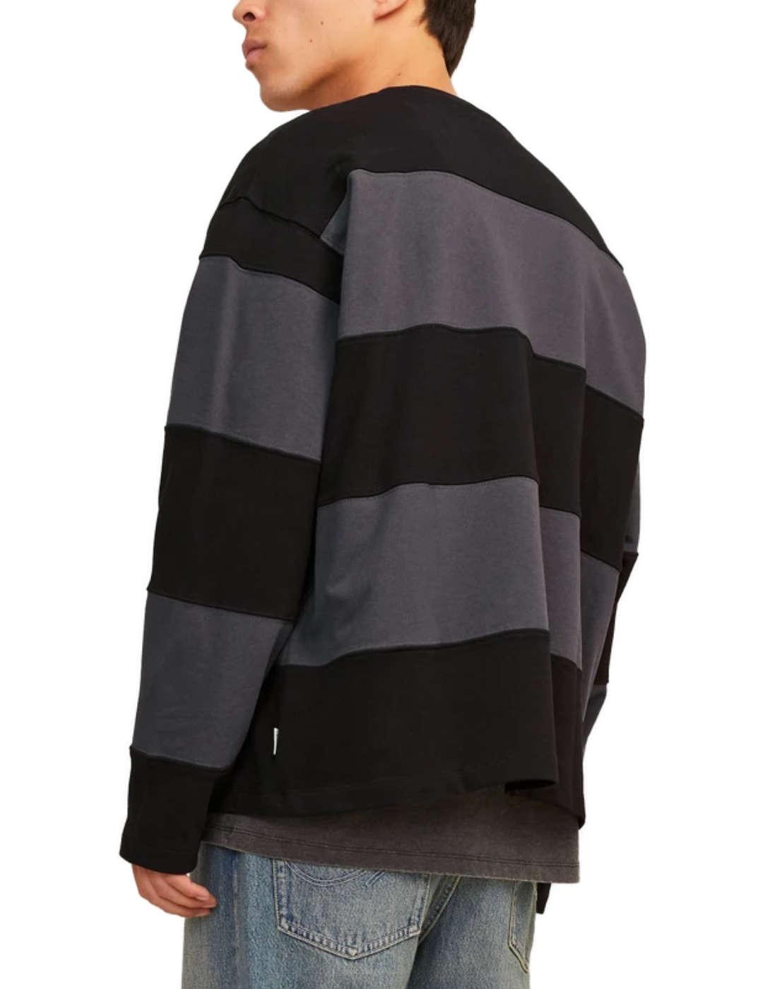 Sudadera Jack&Jones Wick negro rayas grises para hombre