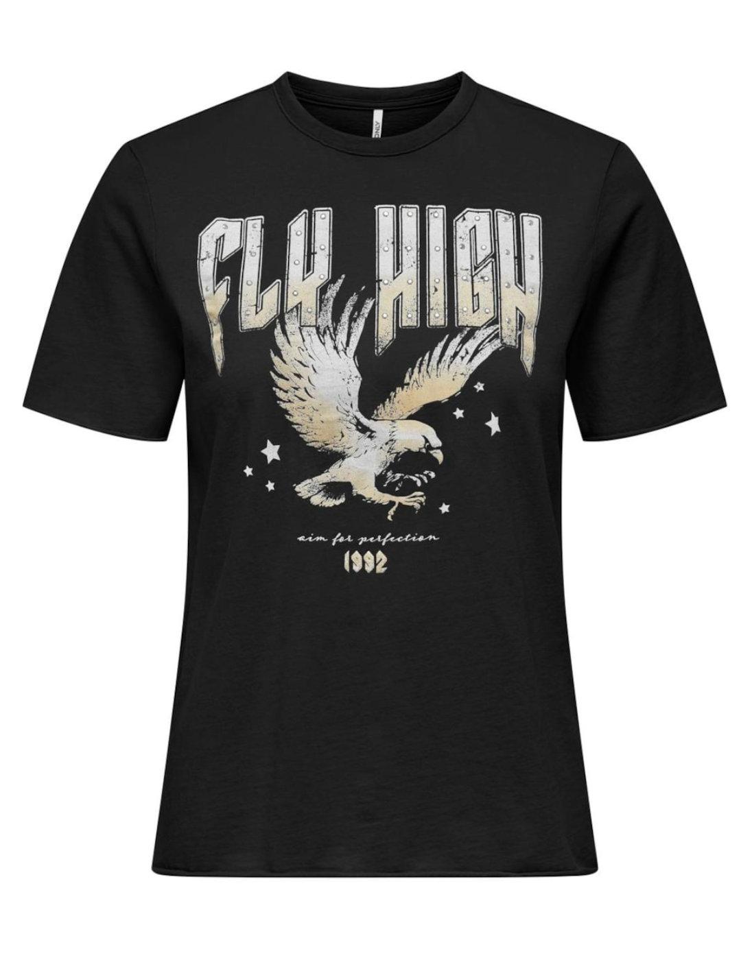 Camiseta Only Lucy Fly dune negro manga corta para mujer