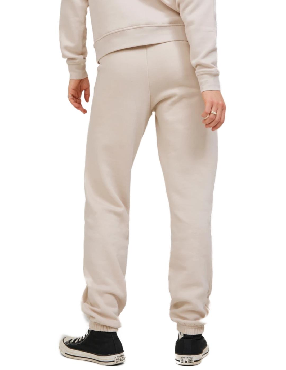 Pantalón jogger JJXX Abbie beige puño con goma para mujer