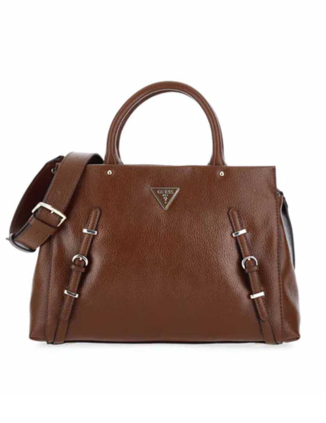 Bolso bandolera Guess Levia satchel chocolate para mujer