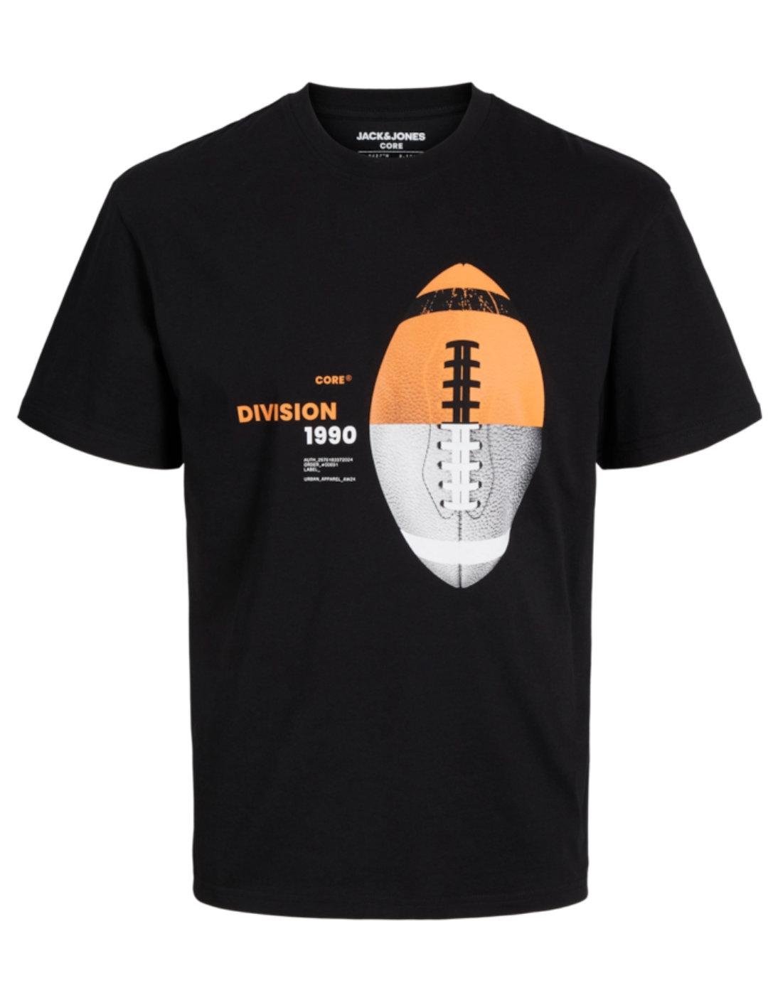 Camiseta Jack&Jones Base negro manga corta rugby para hombre