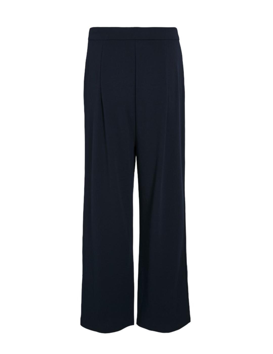 Pantalón de tela Vila Clava azul marino para mujer