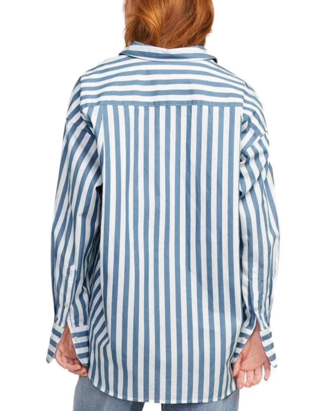 Camisa oversize JJXX Jamie raya azul y blanca para mujer